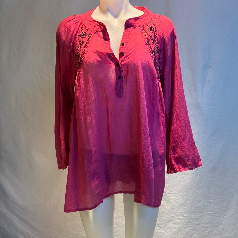 Fashion Fuse Chic Fuchsia Button-Down Tunic